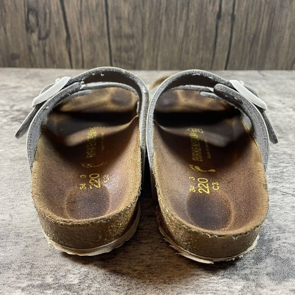 Birkenstock Womens Arizona Silver Glitter Leather EU Size 34  / US Size 3 - Picture 5 of 7